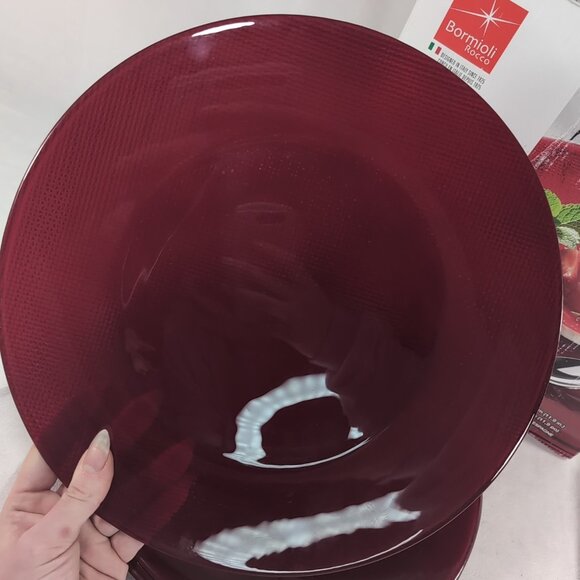 Bormioli Rocco Inca Set of 4 Charger Plates Red Glass 30.3cm 392906 Spain RARE - Picture 4 of 12